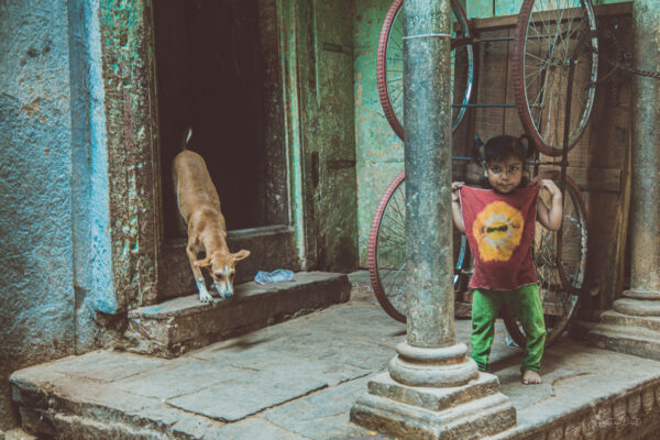 Varanasi Girl and Dog