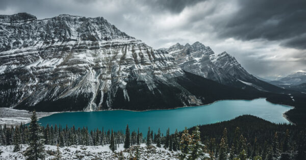 Peyto Lake Snow and Clouds