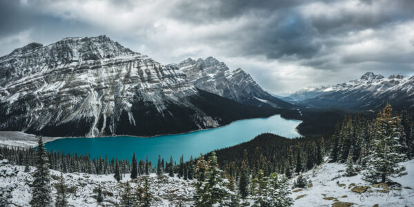 Peyto Lake Snow and Clouds