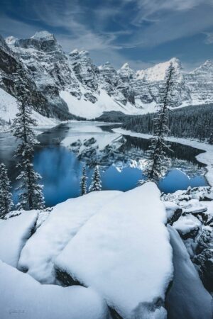 Moraine Lake Freezing Reflections